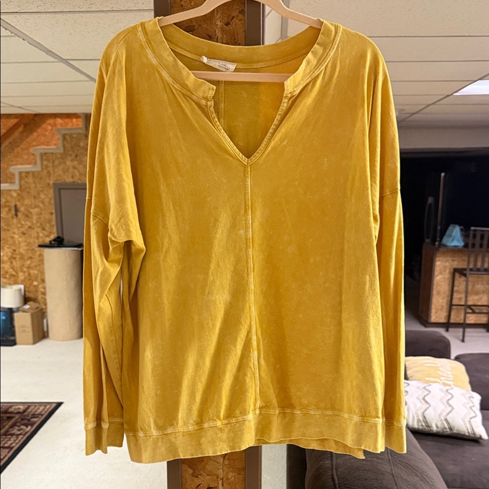 Peach Love California Mustard Long Sleeve Top